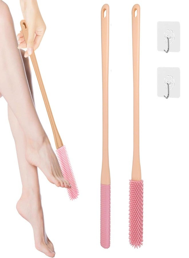 Easkite Toe Cleaning Brush,15.7" Foot Scrubber in Shower with Long Handle Shower Foot Scrubber Foot Brush Toe Scrubber for Exfoliating for Men,Women and Seniors(Pink) - Image 1